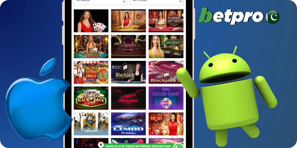 BetPro casino apps for Android and iOS